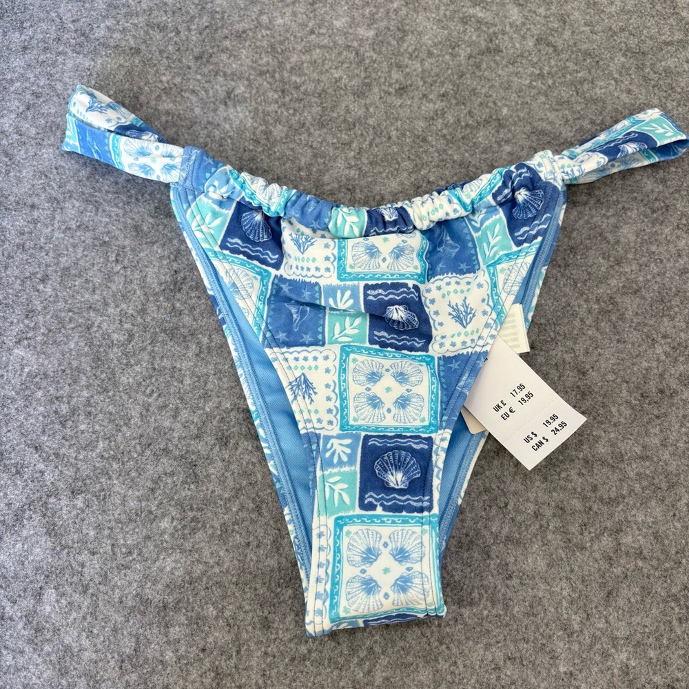 Hollister Side strap Cheekiest  seashell high waist bikini bottom blue medium